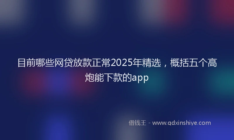 目前哪些网贷放款正常2025年精选，概括五个高炮能下款的app