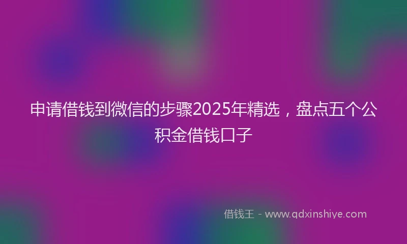 申请借钱到微信的步骤2025年精选，盘点五个公积金借钱口子