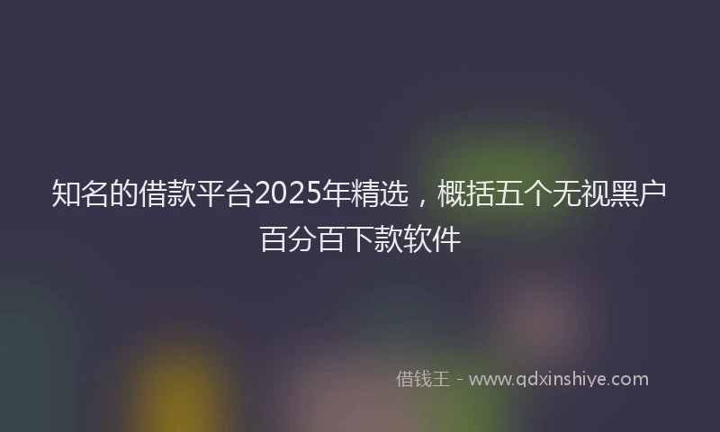知名的借款平台2025年精选，概括五个无视黑户百分百下款软件