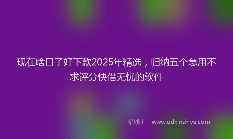现在啥口子好下款2025年精选，归纳五个急用不求评分快借无忧的软件