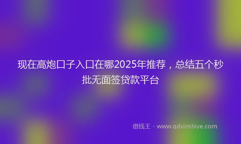 现在高炮口子入口在哪2025年推荐，总结五个秒批无面签贷款平台