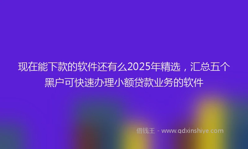现在能下款的软件还有么2025年精选，汇总五个黑户可快速办理小额贷款业务的软件