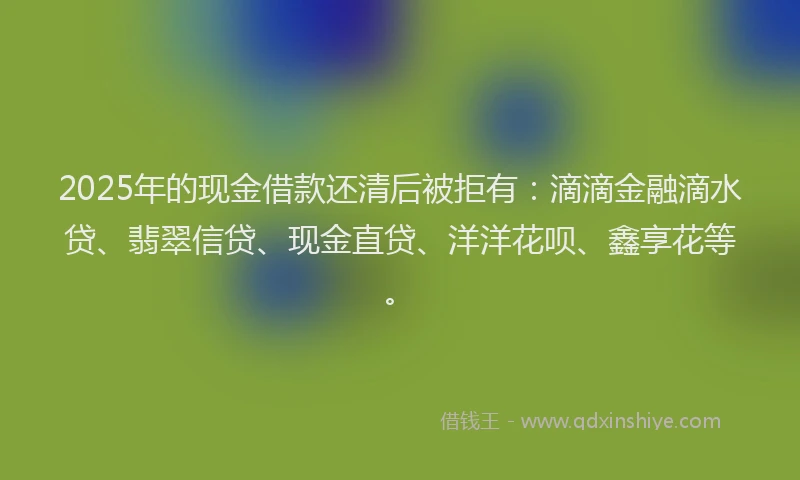 2025年的现金借款还清后被拒有：滴滴金融滴水贷、翡翠信贷、现金直贷、洋洋花呗、鑫享花等。