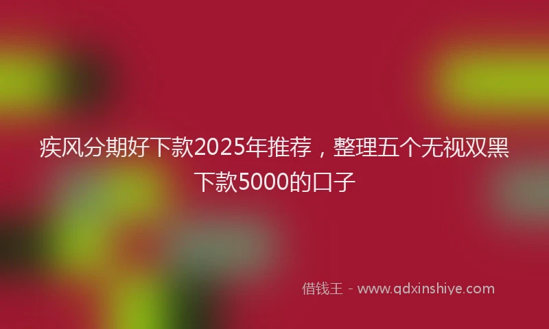 疾风分期好下款2025年推荐，整理五个无视双黑下款5000的口子