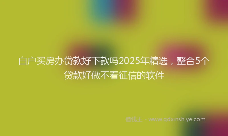白户买房办贷款好下款吗2025年精选，整合5个贷款好做不看征信的软件