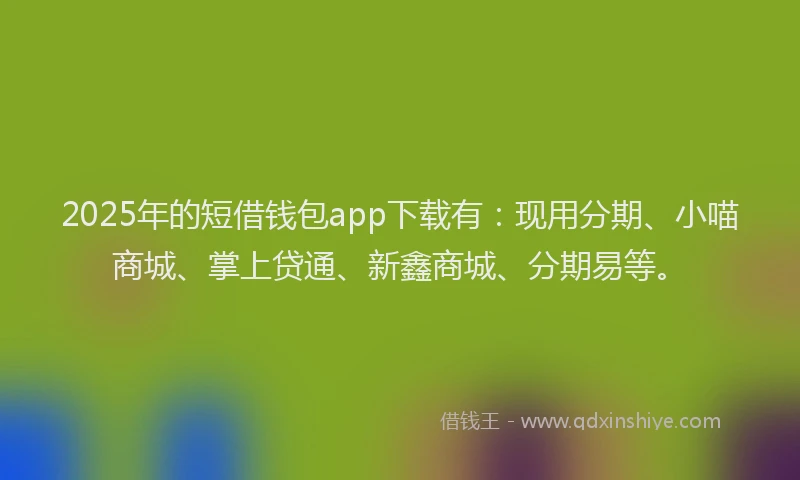 2025年的短借钱包app下载有：现用分期、小喵商城、掌上贷通、新鑫商城、分期易等。