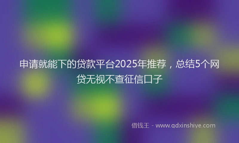 申请就能下的贷款平台2025年推荐，总结5个网贷无视不查征信口子