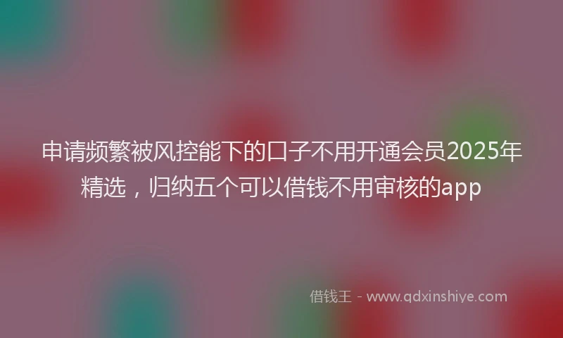 申请频繁被风控能下的口子不用开通会员2025年精选，归纳五个可以借钱不用审核的app