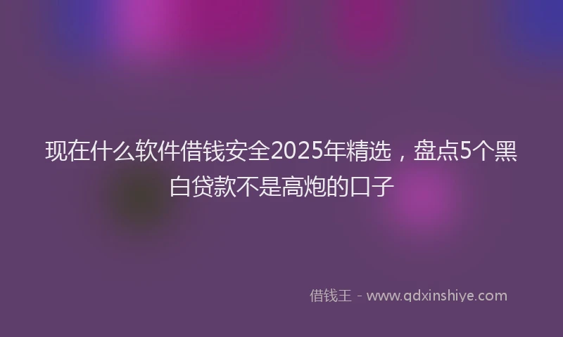 现在什么软件借钱安全2025年精选，盘点5个黑白贷款不是高炮的口子