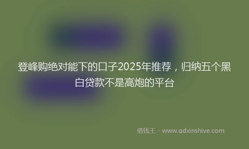 登峰购绝对能下的口子2025年推荐，归纳五个黑白贷款不是高炮的平台