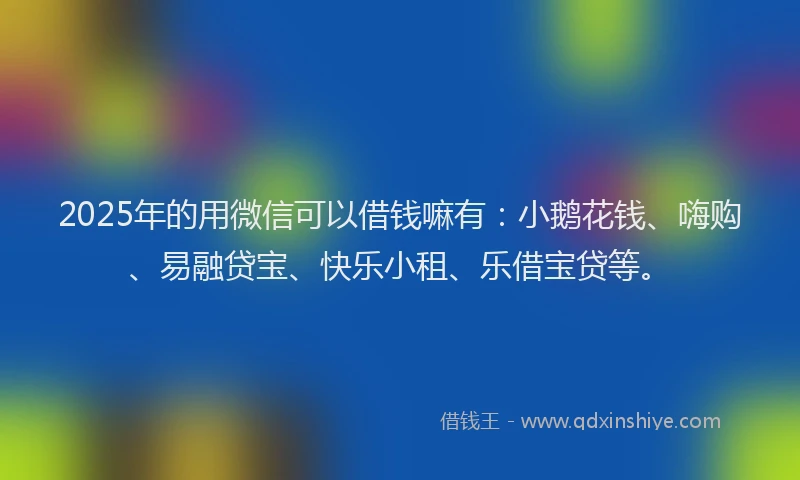 2025年的用微信可以借钱嘛有：小鹅花钱、嗨购、易融贷宝、快乐小租、乐借宝贷等。