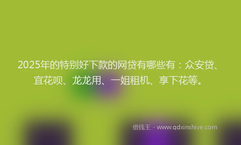 2025年的特别好下款的网贷有哪些有：众安贷、宜花呗、龙龙用、一姐租机、享下花等。
