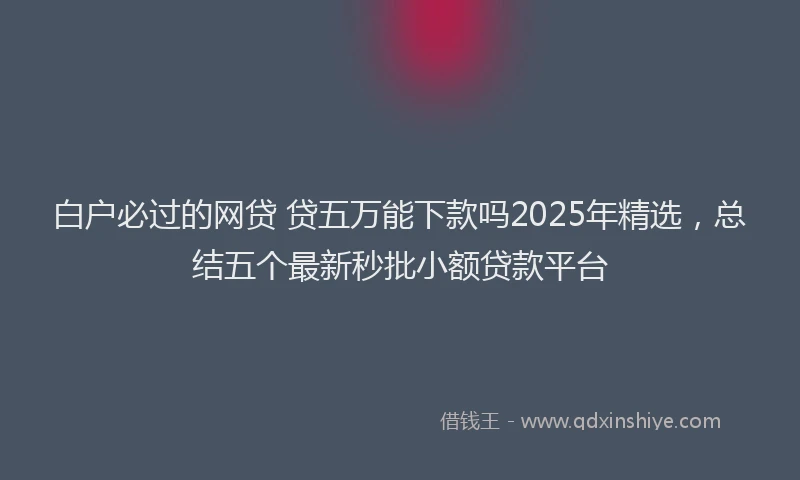 白户必过的网贷 贷五万能下款吗2025年精选，总结五个最新秒批小额贷款平台
