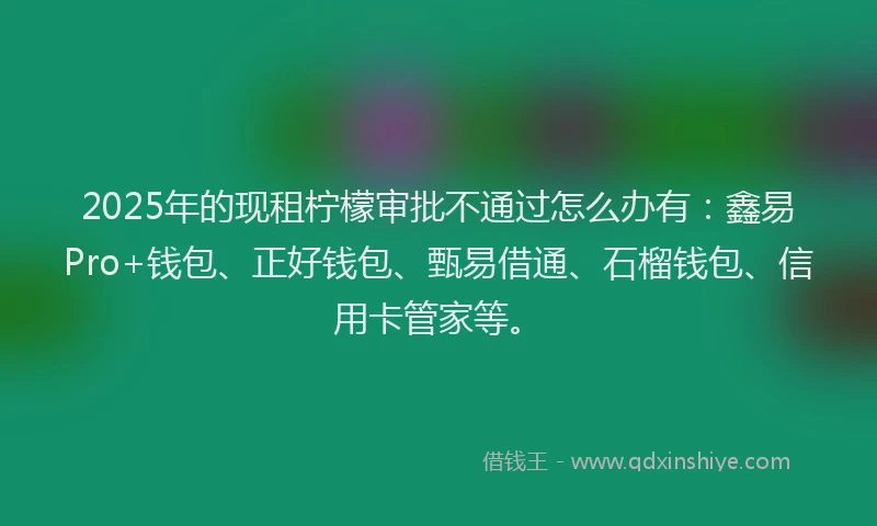 2025年的现租柠檬审批不通过怎么办有：鑫易Pro+钱包、正好钱包、甄易借通、石榴钱包、信用卡管家等。