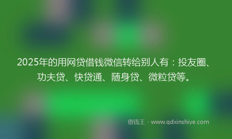 2025年的用网贷借钱微信转给别人有：投友圈、功夫贷、快贷通、随身贷、微粒贷等。
