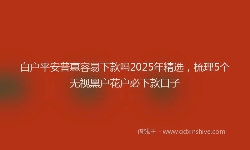 白户平安普惠容易下款吗2025年精选，梳理5个无视黑户花户必下款口子