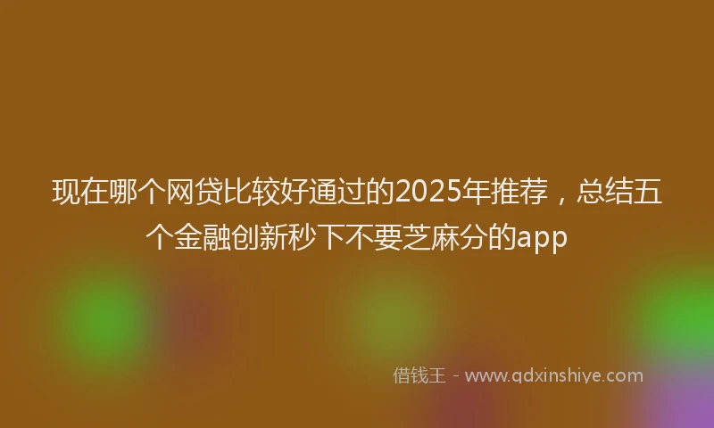 现在哪个网贷比较好通过的2025年推荐，总结五个金融创新秒下不要芝麻分的app