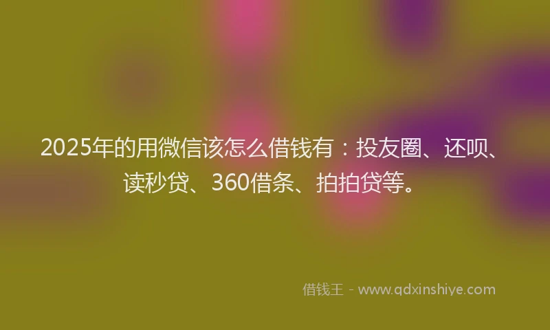 2025年的用微信该怎么借钱有：投友圈、还呗、读秒贷、360借条、拍拍贷等。