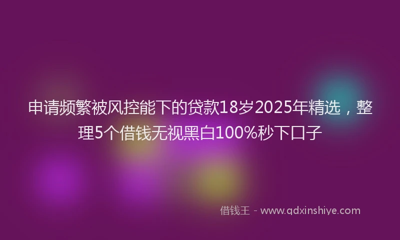 申请频繁被风控能下的贷款18岁2025年精选，整理5个借钱无视黑白100%秒下口子