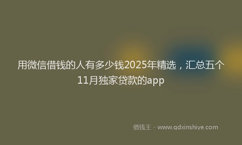 用微信借钱的人有多少钱2025年精选，汇总五个11月独家贷款的app