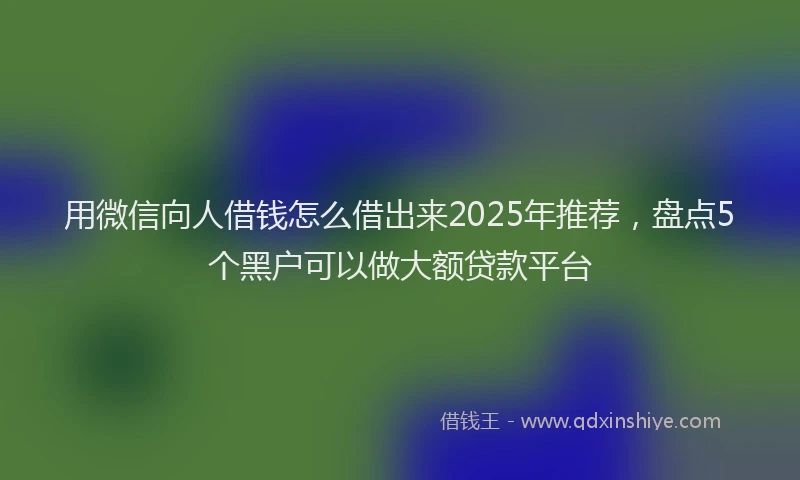 用微信向人借钱怎么借出来2025年推荐，盘点5个黑户可以做大额贷款平台