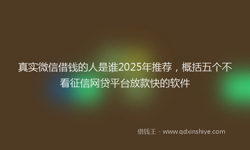 真实微信借钱的人是谁2025年推荐，概括五个不看征信网贷平台放款快的软件