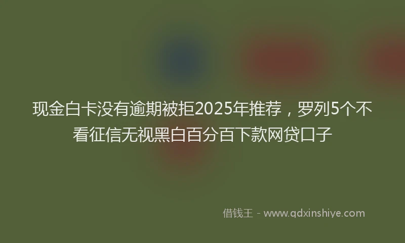 现金白卡没有逾期被拒2025年推荐，罗列5个不看征信无视黑白百分百下款网贷口子
