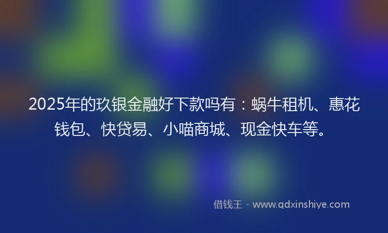 2025年的玖银金融好下款吗有：蜗牛租机、惠花钱包、快贷易、小喵商城、现金快车等。