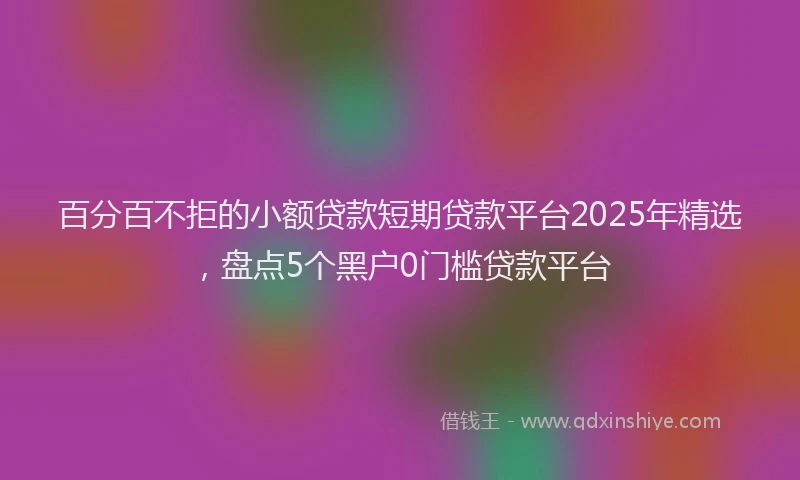 百分百不拒的小额贷款短期贷款平台2025年精选，盘点5个黑户0门槛贷款平台