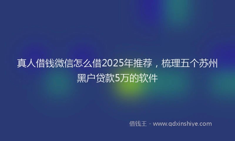 真人借钱微信怎么借2025年推荐，梳理五个苏州黑户贷款5万的软件