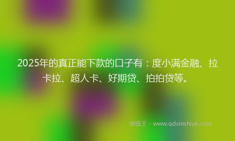 2025年的真正能下款的口子有：度小满金融、拉卡拉、超人卡、好期贷、拍拍贷等。