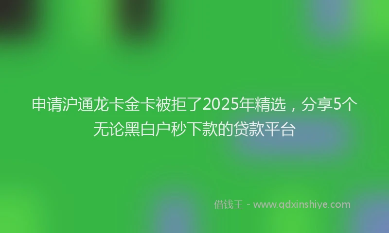 申请沪通龙卡金卡被拒了2025年精选，分享5个无论黑白户秒下款的贷款平台