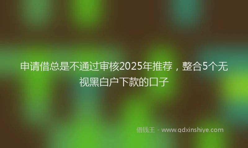 申请借总是不通过审核2025年推荐，整合5个无视黑白户下款的口子