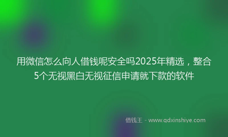 用微信怎么向人借钱呢安全吗2025年精选，整合5个无视黑白无视征信申请就下款的软件