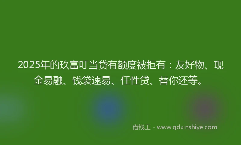 2025年的玖富叮当贷有额度被拒有：友好物、现金易融、钱袋速易、任性贷、替你还等。