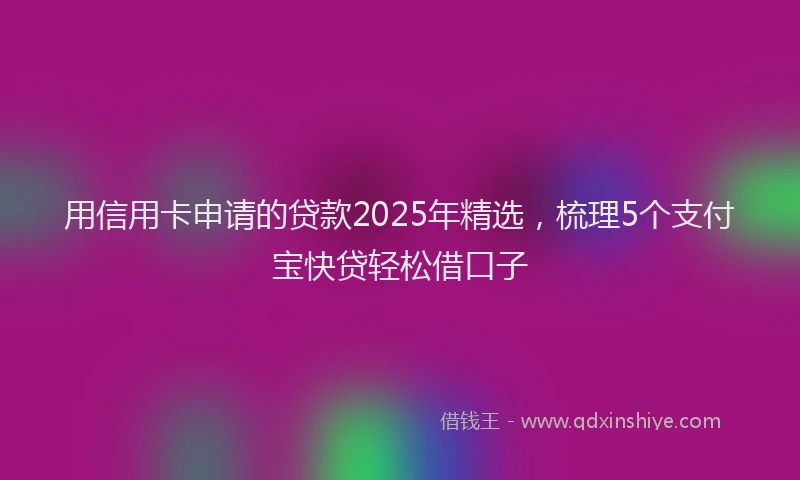 用信用卡申请的贷款2025年精选，梳理5个支付宝快贷轻松借口子