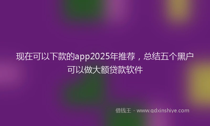 现在可以下款的app2025年推荐，总结五个黑户可以做大额贷款软件