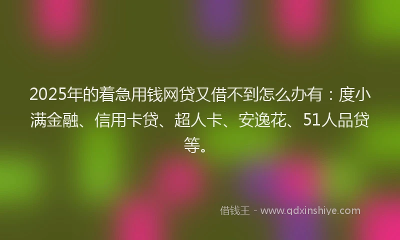 2025年的着急用钱网贷又借不到怎么办有：度小满金融、信用卡贷、超人卡、安逸花、51人品贷等。
