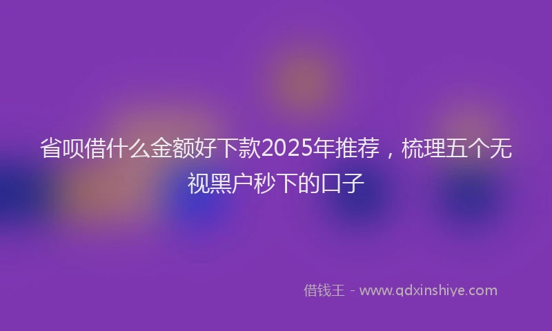 省呗借什么金额好下款2025年推荐，梳理五个无视黑户秒下的口子