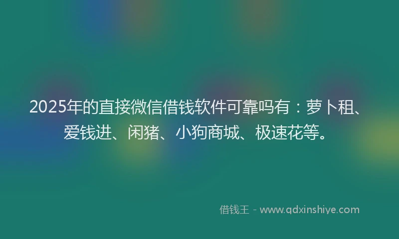 2025年的直接微信借钱软件可靠吗有：萝卜租、爱钱进、闲猪、小狗商城、极速花等。