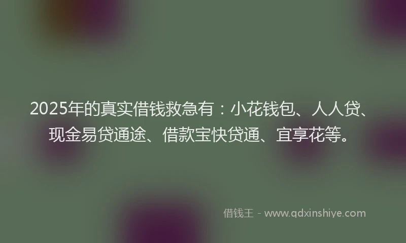 2025年的真实借钱救急有：小花钱包、人人贷、现金易贷通途、借款宝快贷通、宜享花等。
