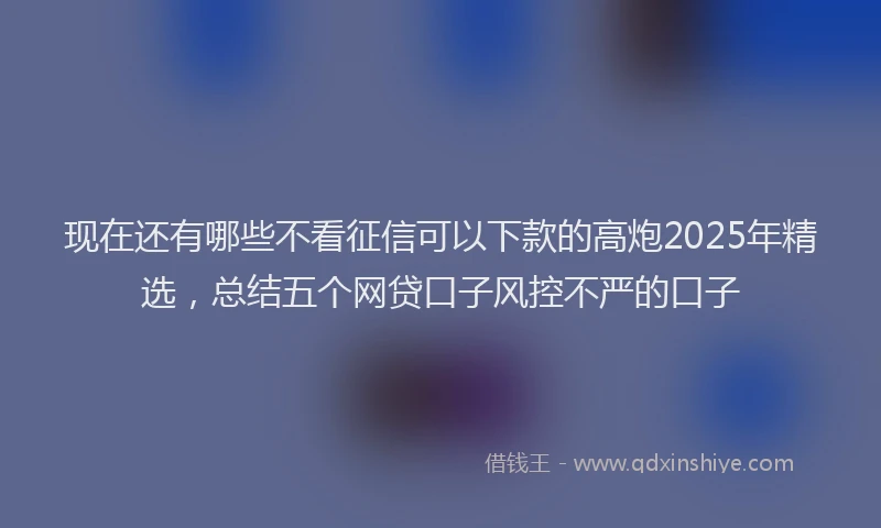 现在还有哪些不看征信可以下款的高炮2025年精选，总结五个网贷口子风控不严的口子