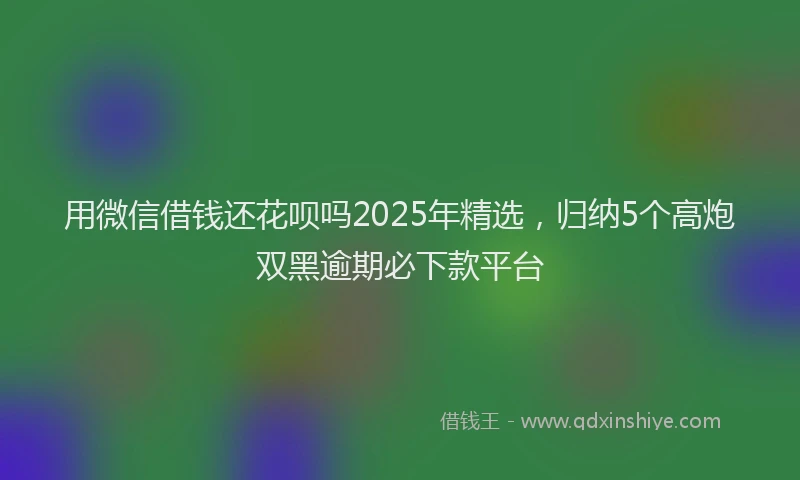 用微信借钱还花呗吗2025年精选，归纳5个高炮双黑逾期必下款平台