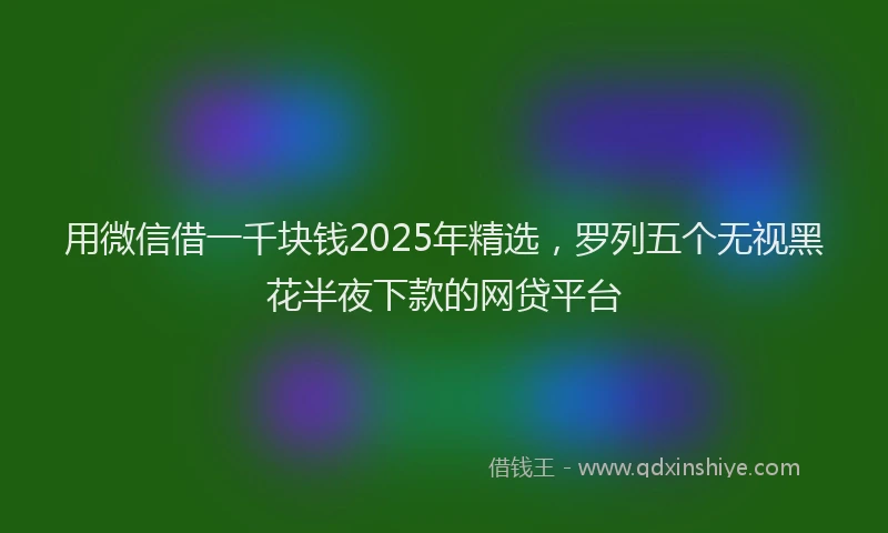 用微信借一千块钱2025年精选，罗列五个无视黑花半夜下款的网贷平台