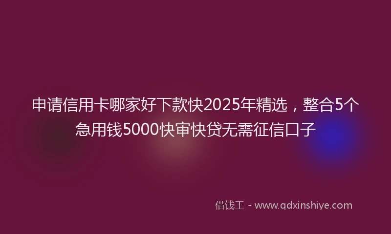 申请信用卡哪家好下款快2025年精选，整合5个急用钱5000快审快贷无需征信口子