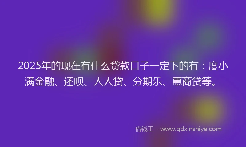 2025年的现在有什么贷款口子一定下的有：度小满金融、还呗、人人贷、分期乐、惠商贷等。