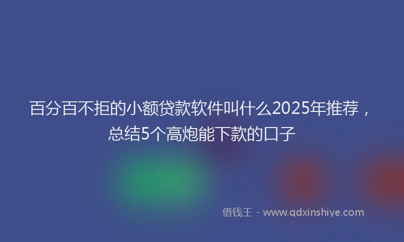 百分百不拒的小额贷款软件叫什么2025年推荐，总结5个高炮能下款的口子