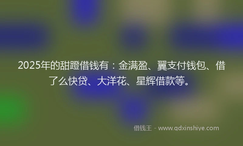 2025年的甜蹬借钱有：金满盈、翼支付钱包、借了么快贷、大洋花、星辉借款等。