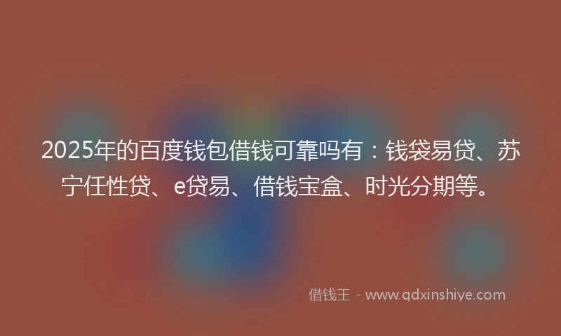 2025年的百度钱包借钱可靠吗有：钱袋易贷、苏宁任性贷、e贷易、借钱宝盒、时光分期等。