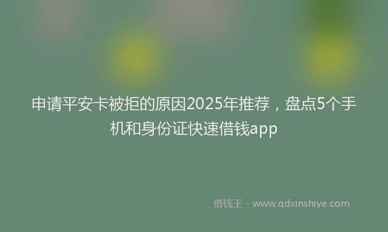 申请平安卡被拒的原因2025年推荐，盘点5个手机和身份证快速借钱app